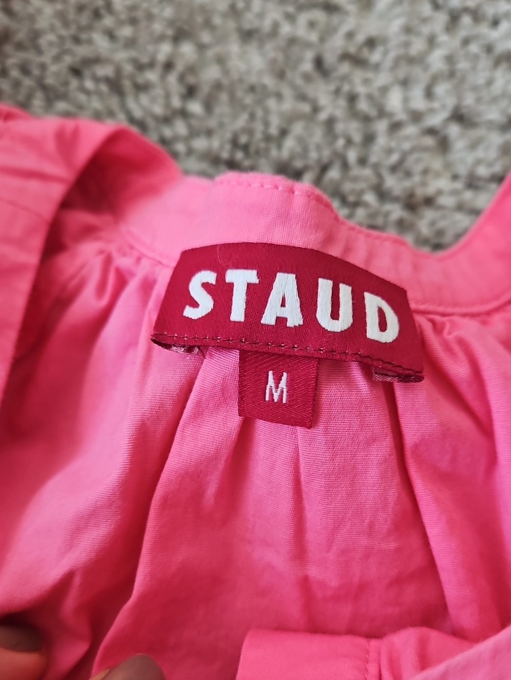 STAUD Hot Pink Dress with Puff Sleeve Detail M - Picture 6 of 7